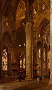 Arturo Ferrari Interior of Milan Cathedral oil painting artist